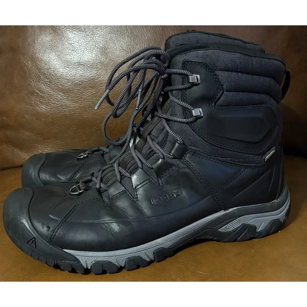 KEEN Mens Targhee Lace High Polar Waterproof Insulated Snow Boots 12 Leather